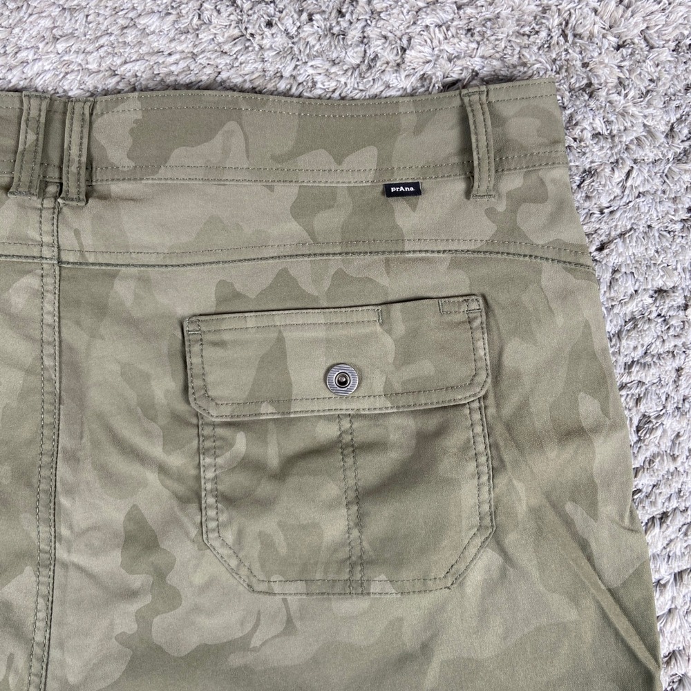 Prana Halle Short Plus II Women 20W Green Camo Hiking Stretch Gorpcore 1971192
